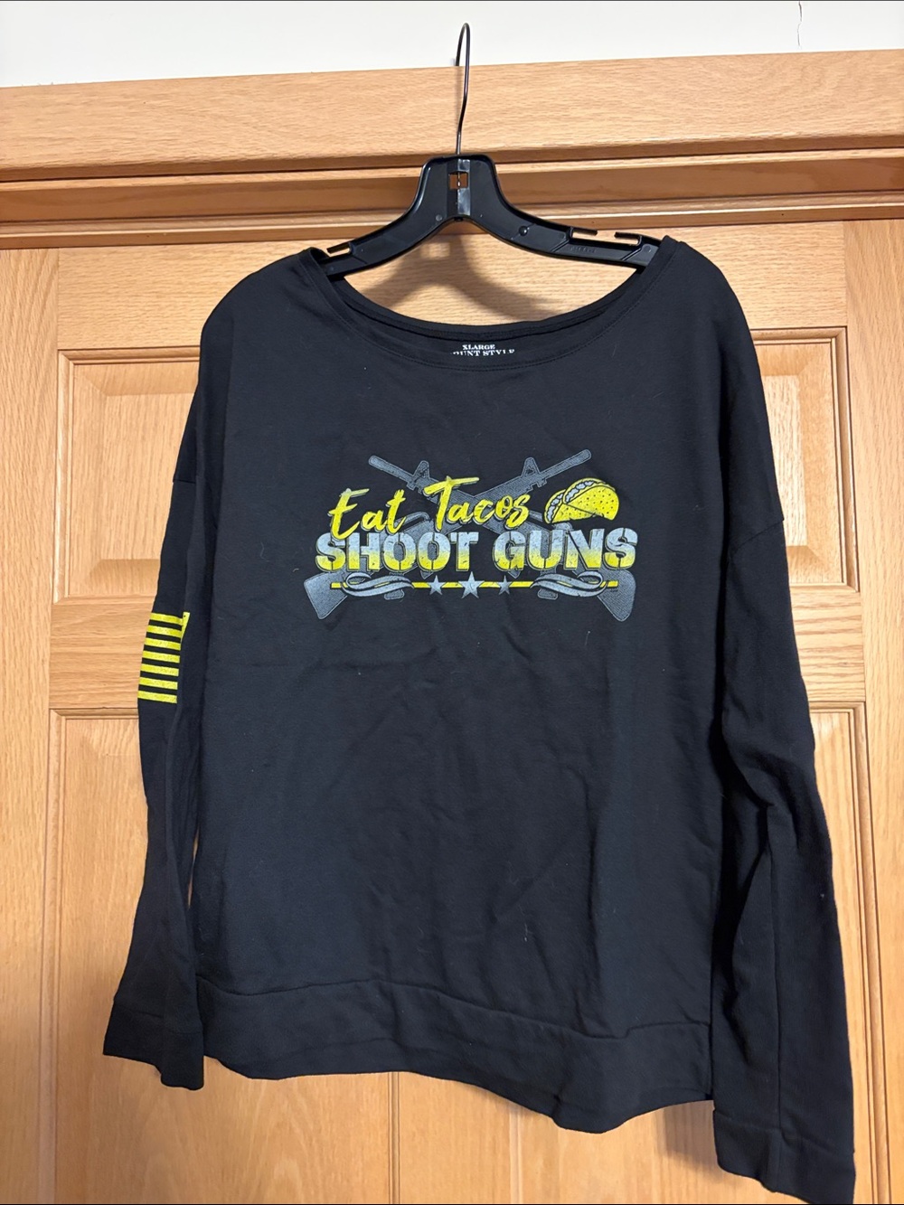 Black 'Eat Tacos Shoot Guns' Graphic Sweatshirt
